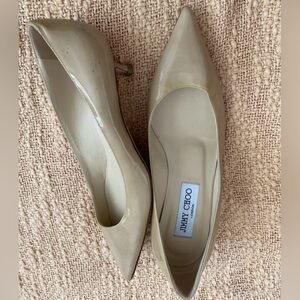 Jimmy Choo Tan Heels Classic Pointed-Toe Pumps